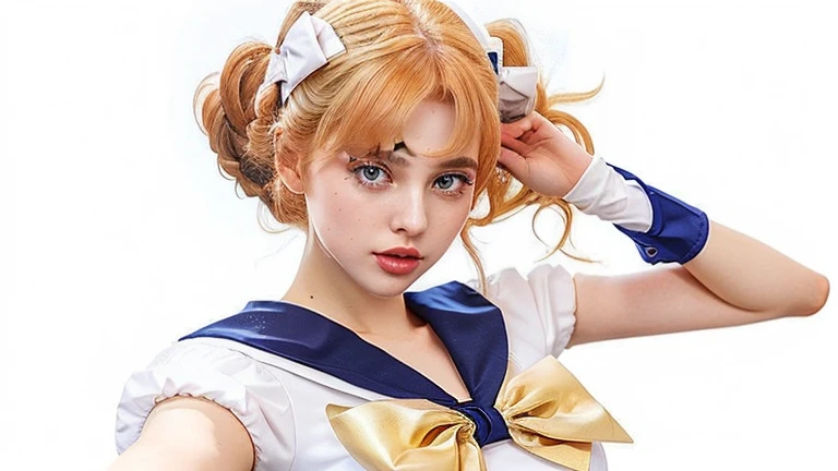 sailor girl with a bow and a sailor suit, sailor moon, beautiful, knights of zodiac girl, the sailor moon. beautiful, by Sailor Moon, sailor moon style, the sailor galaxia. beautiful, inspired by Sailor Moon, with shoulder pads, knights of zodiac girl,