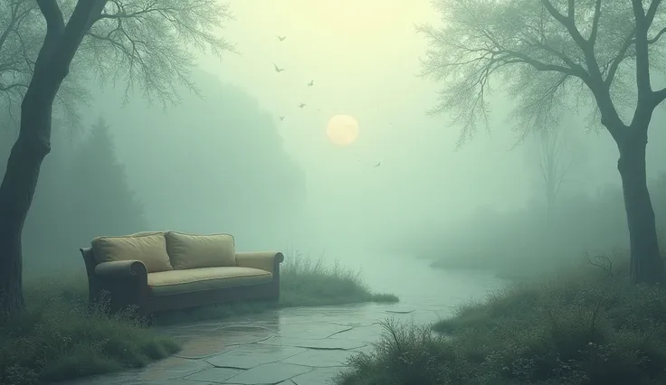 A cool place with a place to relax With a background of fog 