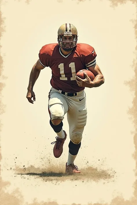 like hand-painted, old style, sketch. Please draw a , the football plays