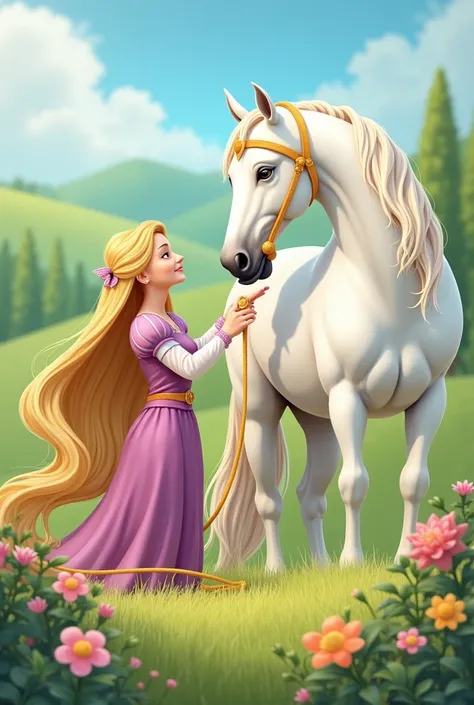 illustration for the fairy tale Rapunzel and the Horse