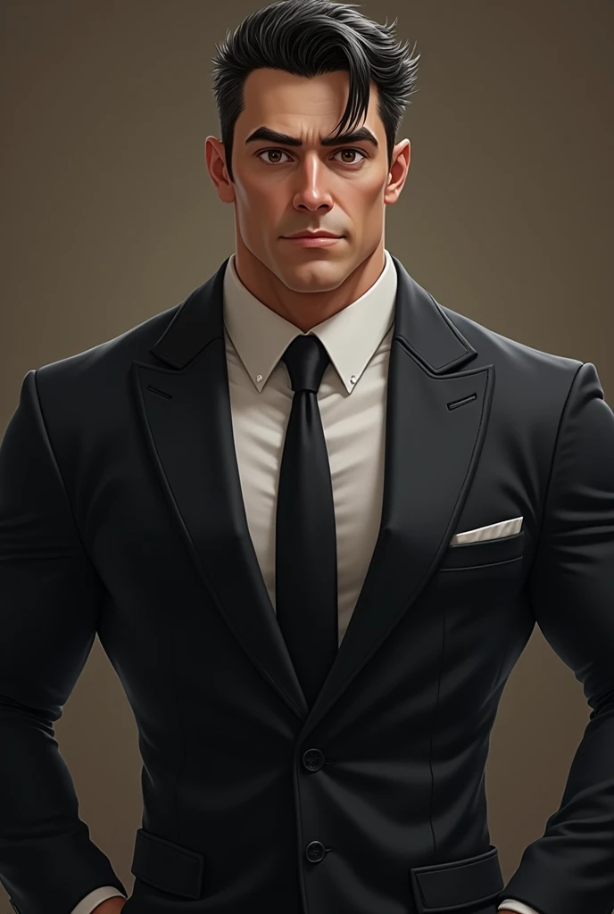 An expensive suit doesn&#39;t hide the muscles in your arms or your thick thighs. The light brown eyes are large, the chin is square and well-defined. The nose is a little big, but it suits your face, and the black hair has only a few white strands on the ...