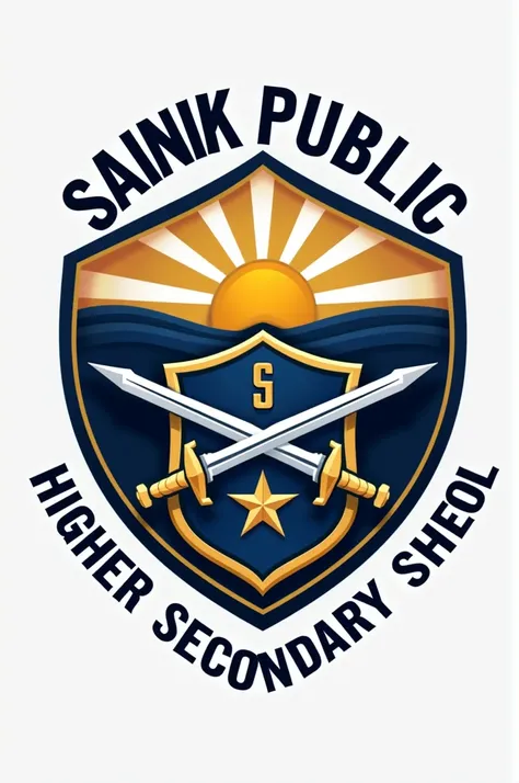 Create a school logo named as Sainik public higher secondary school Agra