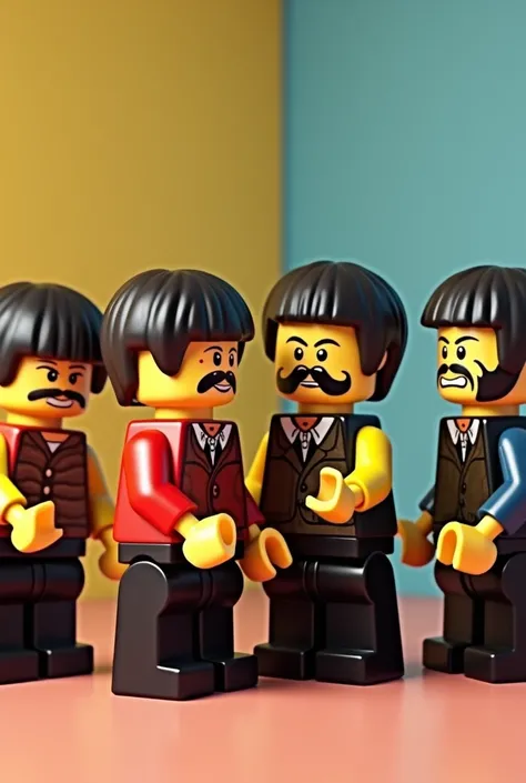 Caricature 3D of The Beatles in LEGO style big head