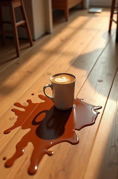 Floor with spilled coffee