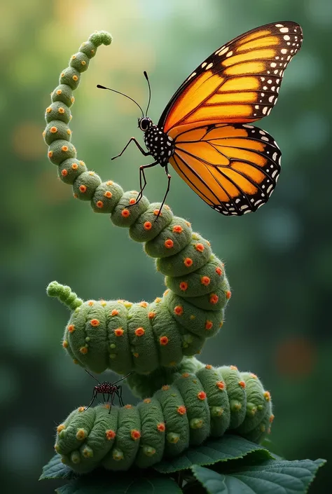 I want to creat a butterfly cycle, formation of larvae, caterpillar and Turing into butterfly and flying 
