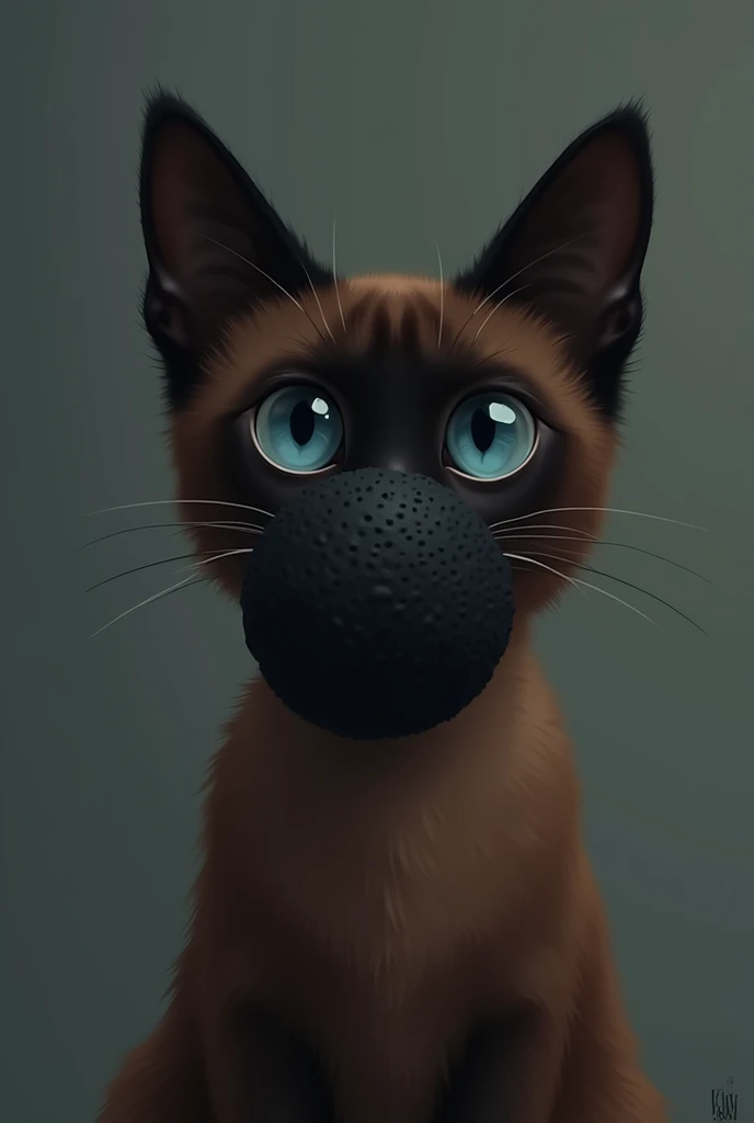 Second dimension style，Dark brown Siamese cat，Black meat ball，Headshot