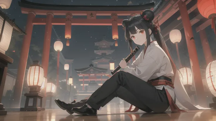 (masterpiece:1.2), best quality,cg,3d, samurai girl, glowing,sword, weapon, black hair, solo, reflection, katana, 1girl, long ha...