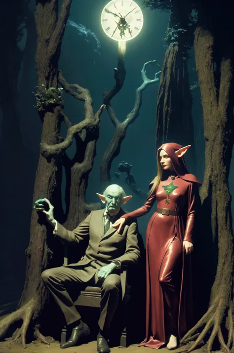 Father time, a breathtaking elf, Darek Zabrocki, Marvellous woman, by Karel Thole and Mike Mignola --ar 2:3