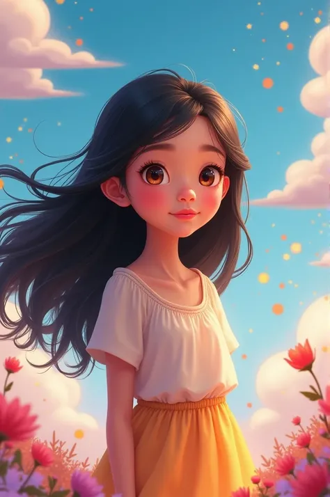  Animated girl with filipina feature but eith background fantasy for mg YouTube channel 