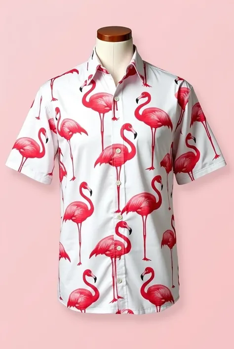 A flamingo themed shirt with no mannequin just the shirt 