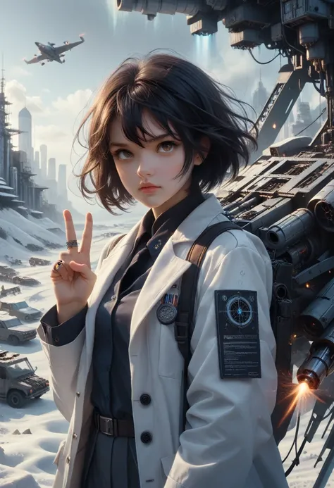 Ring of Peace,Science fiction,Science Fiction Movies,artillery,Long-range missiles,Based on the film &quot;Foundation&quot; ,,adult,main character,2face with hope,brown eyes,Short haircut,black hair with white gray,scientist uniform,Explorers White Coat,op...