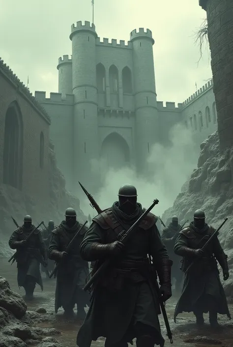 soldiers trying to entering a castle