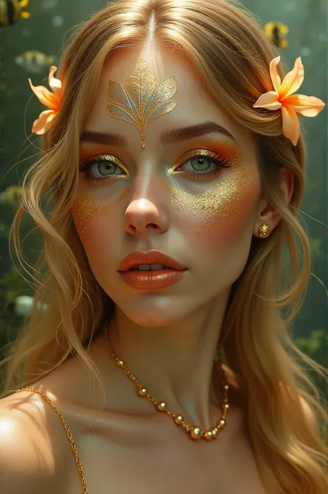 Create a gold maermaid makeup look
