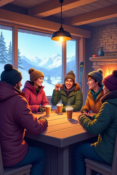 people sitting in apres-ski bar and chatting