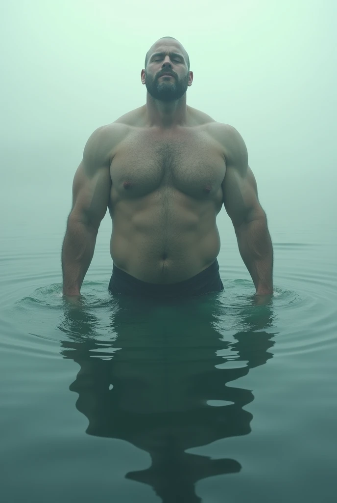 Big man floating in the water