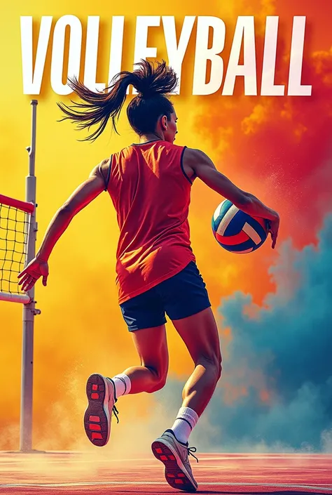 generate me a template with a volleyball theme magazine type with no text sport, add things where put informations but in a creative a colorful way no text!! no anything 