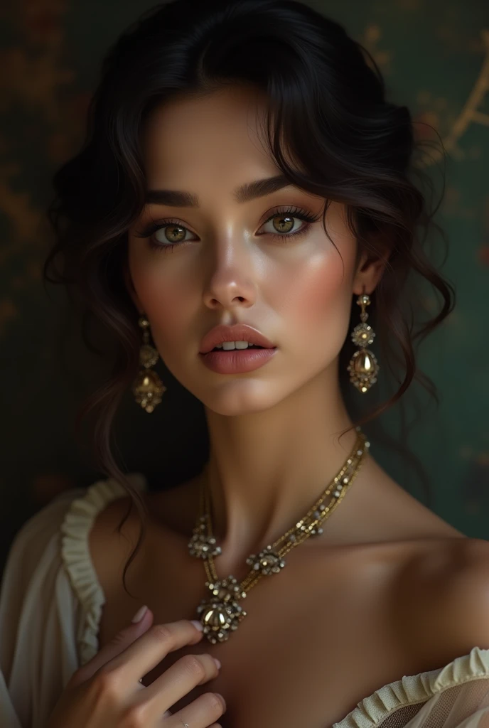 a beautiful young woman with incredibly detailed and realistic eyes, clear and perfect facial features and body, photorealistic portrait, ultra detailed, 8k, hyperrealistic, masterpiece, highly detailed, sharply focused, physically based rendering, vivid c...