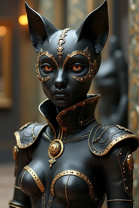  Demon Catwoman, A masterpiece made from a single block of marble by Monica Angel Rain, One of the world&#39;s leading figures in surrealist sculpture art. Room Museum, Expressive eyes，Sinister 3D Effects，Extremely detailed and complex，Crazy Full HD resolu...