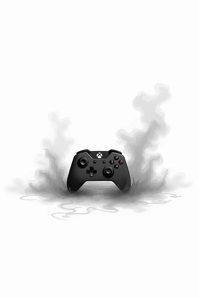 Video game controller in smoke simple black and white drawing