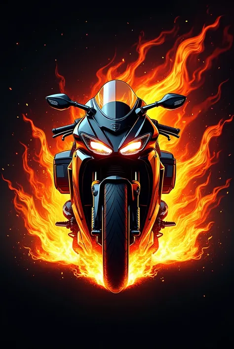 Create me a logo for my motorcycle company, that the logo shows a motorcycle with fire 