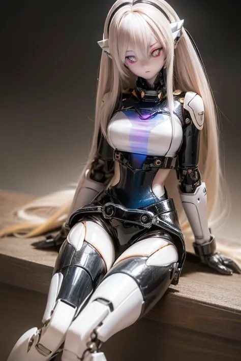 (SFW:2), photorealistic, realistic photo, 8k, ((highest quality)), ((masterpiece)), (extremely detailed), kukolnydom, doll, mecha musume, mechanical parts, robot joints, head gear, (mature woman, 21yo, 21_years_old, solo:1.6), (sitting, spaceship interior,...