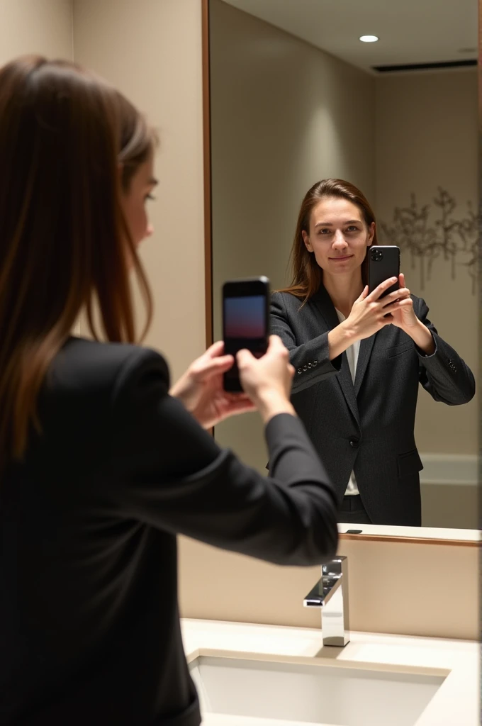 A person taking a photo infront of a mirror with a iphone