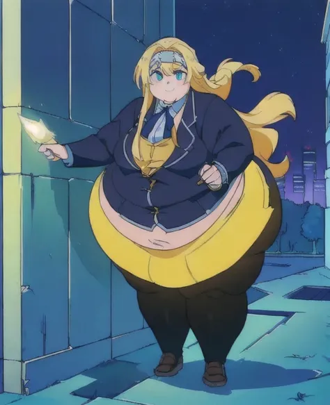 ((best quality, 4k, 8k, anime girl, masterpiece)), ((((beautiful extremely detailed face, beautiful eyes)))), glowing eyes, cinematic lighting, perfect anatomy, ((alice synthesis thirty)), (((chubby, SSBBW, very obese, extremely wide waist, round belly, im...