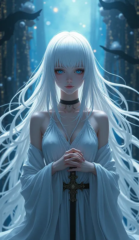 White-haired witch, Japanese anime, best quality, masterpiece, ultra detailed, ultra highres ,exquisite