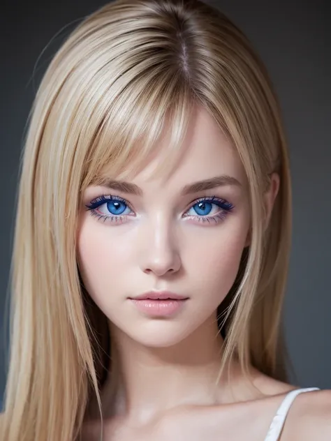 fille americaine, portrait, yeux bleu, visage parfait, 8k, visage fin, cils longs, cheveux blond