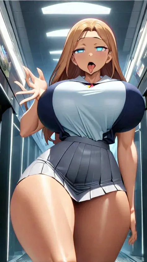 Masterpiece, La mejor calidad, Super detail, 4k, 2 girl, younger leaning ,submissive ,(slender female silhouette, casual outfit, Small and tight skirt:1.1), giant breasts, barefoot, Extremely wide hips:2.0, huge thighs:1.0, big calves ,symmetrical body, Ex...