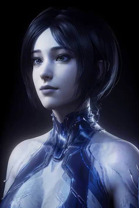 portrait, close-up, upper body. smiling cortana. (masterpiece, top quality, best quality, official art, beautiful and aesthetica...