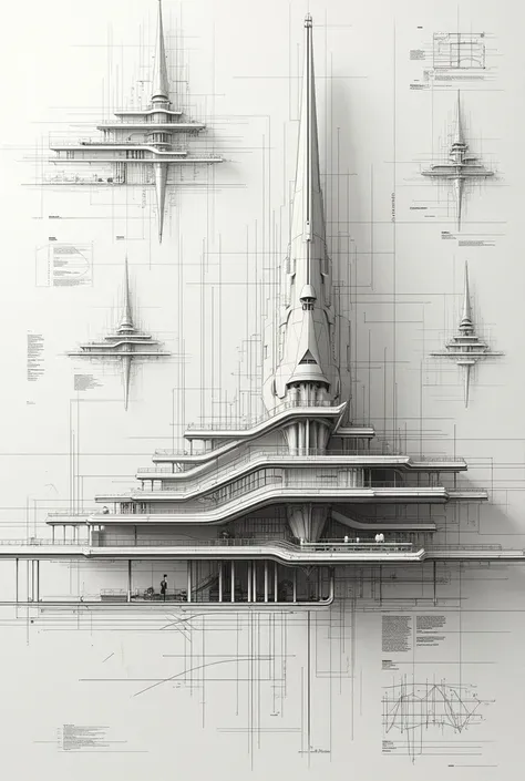 Architectural Design On Paper From Blueprints, Very realistic, Full Detailing, masterpiece, Maximum Accuracy,