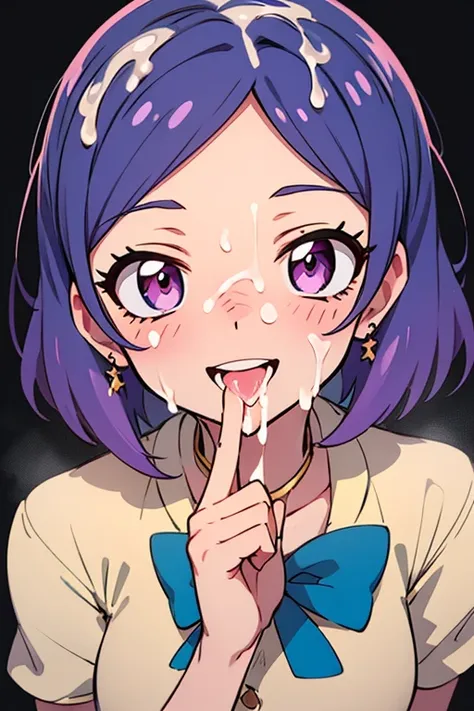 fellatio,NSFW,Facial,Bukkake,Aikatsu,smile,Peace sign