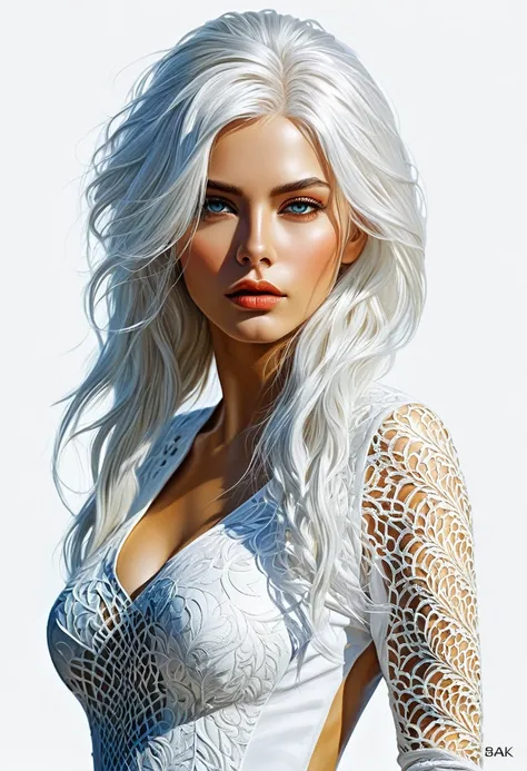 White Hair, full body, by Karol_Bak. (best quality, masterpiece, photorealistic), very aesthetic, perfect composition, intricate details, ultra-detailed, vivid colors