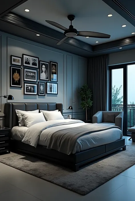 CSI themed bedroom with bed 