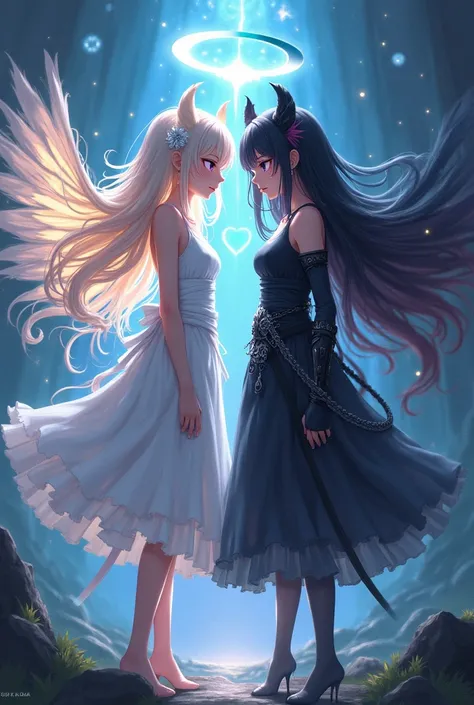 Twin girls angel and demon anime