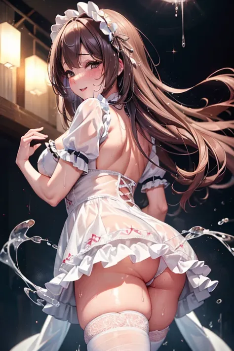 (((Lingerie with gorgeous frills and intricate embroidery)))、Sexual、((sweat))、(((Flying plump heart)))、Ahegao、Wet、8k、High resolution、Hyper Real、cute、Best Quality, masterpiece、3d, High Dynamic Range、Large Breasts, PBR Surface、Maximum clarity and sharpness、P...