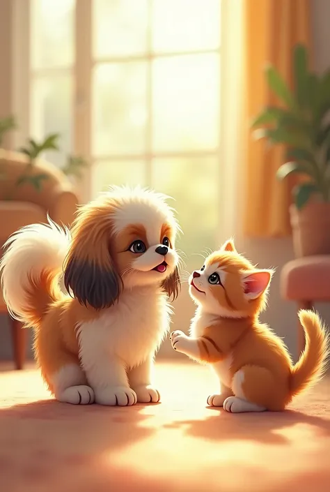 shih tzu and kitten