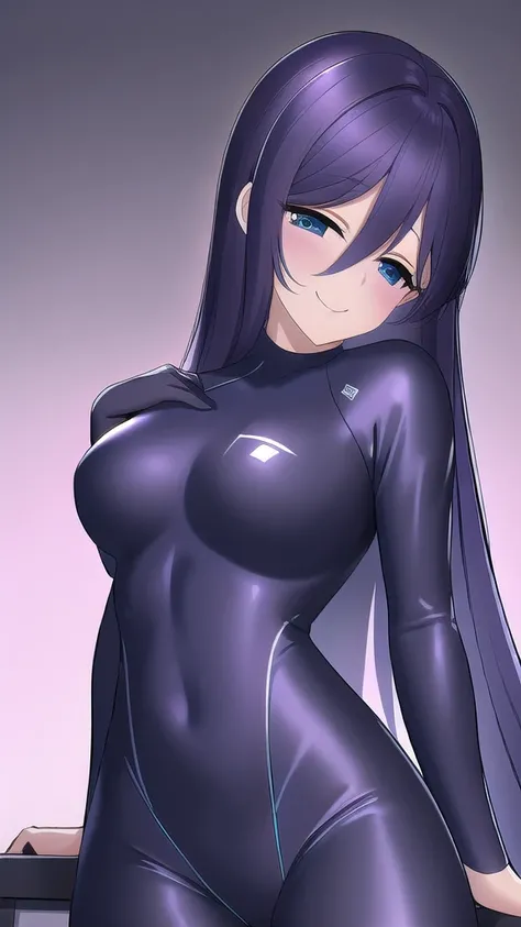  Erotic、Blue Archive　Kisaki, Alone,teacher、 Navy blue wetsuit　Rash guard, Purple evil background、 Best Quality, Detailed face, Detailed eyes, High resolution,、Evil female executive、Wicked Smile、Sexy pose、Fallen into evil、Fall into Darkness、Dark Side、excite...