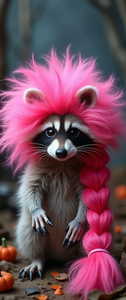 A photo of an extra fluffy baby raccoon wearing Ladies Repulsive Rapunzel Wig
Complete your Repulsive Rapunzel Halloween costume with this stand out Pink Repulsive Rapunzel Wig which is sure to make a big impression at your next fancy dress event as you ca...