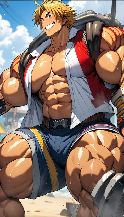 highest quality,huge muscles,full color,tidus,massive ,smile wickedly,open shirt,shake hard,devil&#39;s wings and tail,huge erec...