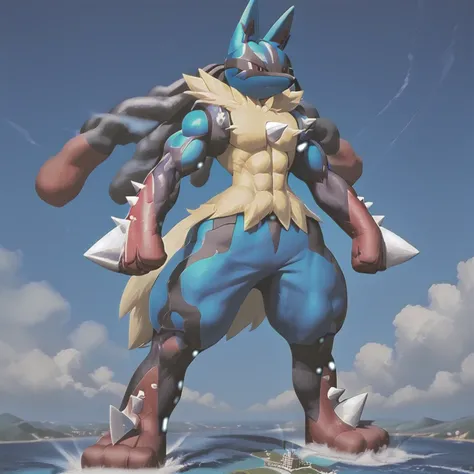 (masterpiece. official art. 8k. best quality. detailed full body. full body.)

(situation 1 : dominating mega_lucario. mega_luca...