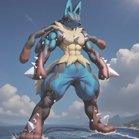 (masterpiece. official art. 8k. best quality. detailed full body. full body.)

(situation 1 : dominating mega_lucario. mega_luca...