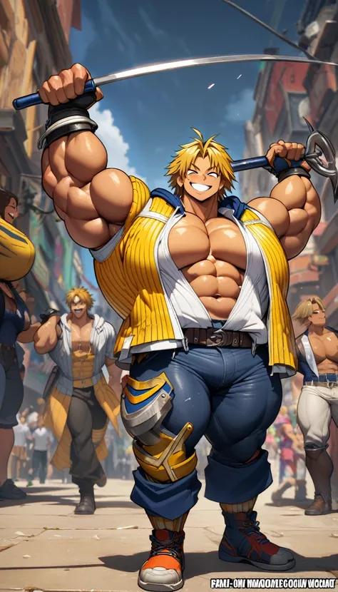 highest quality,huge muscles,full color,tidus,massive ,smile wickedly,open shirt,shake hard,devil&#39;s wings and tail,huge erec...