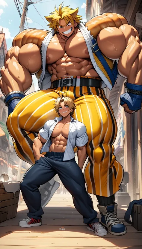 highest quality,huge muscles,full color,tidus,massive ,smile wickedly,open shirt,shake hard,devil&#39;s wings and tail,huge erec...