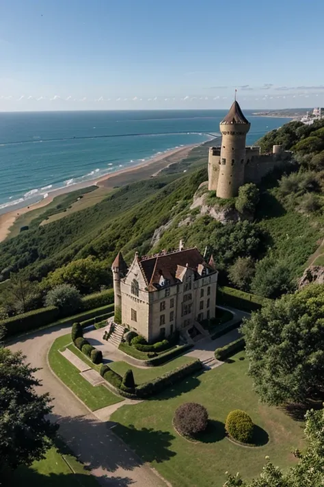 Castle on a hill near the sea