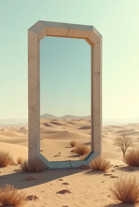 mirror in the desert, no people