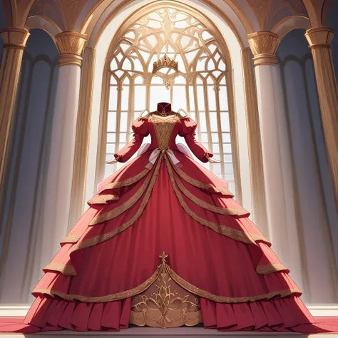 create an image of an invisible princess standing in a grand, ornate throne room. the princess is suggested by the way her royal...