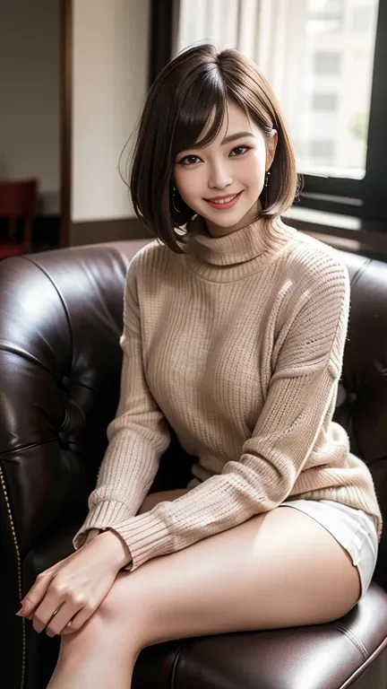 ((whole body)),((Full pose photo)) masterpiece: 1.3), (8k, Realistic, RAW Photos, Best Quality: 1.4), Japanese Girls, Standard body type: 1.3, (Light brown straight bob hairstyle: 1.4),  Ultra detailed face, Attention to detail, Double eyelids, Thin legs, ...