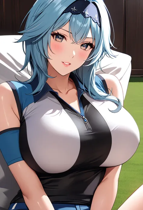 (masterpiece), (detailed anime style), (super detailed), (perfect work), (4k), eula, lovely, madura, sexy tight golfer clothing,...